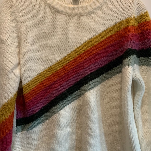 White Rainbow Stripe Forever 21 Sweater - Picture 2 of 4
